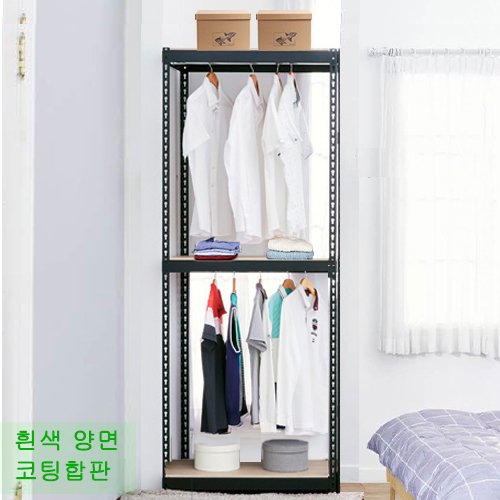 [무볼트앵글 - 헹거 1열 3단]bd  -  013-2[흰색 양면코팅 합판]가로1200mm폭400/450/500mm선택높이2100mm[배송비무료]